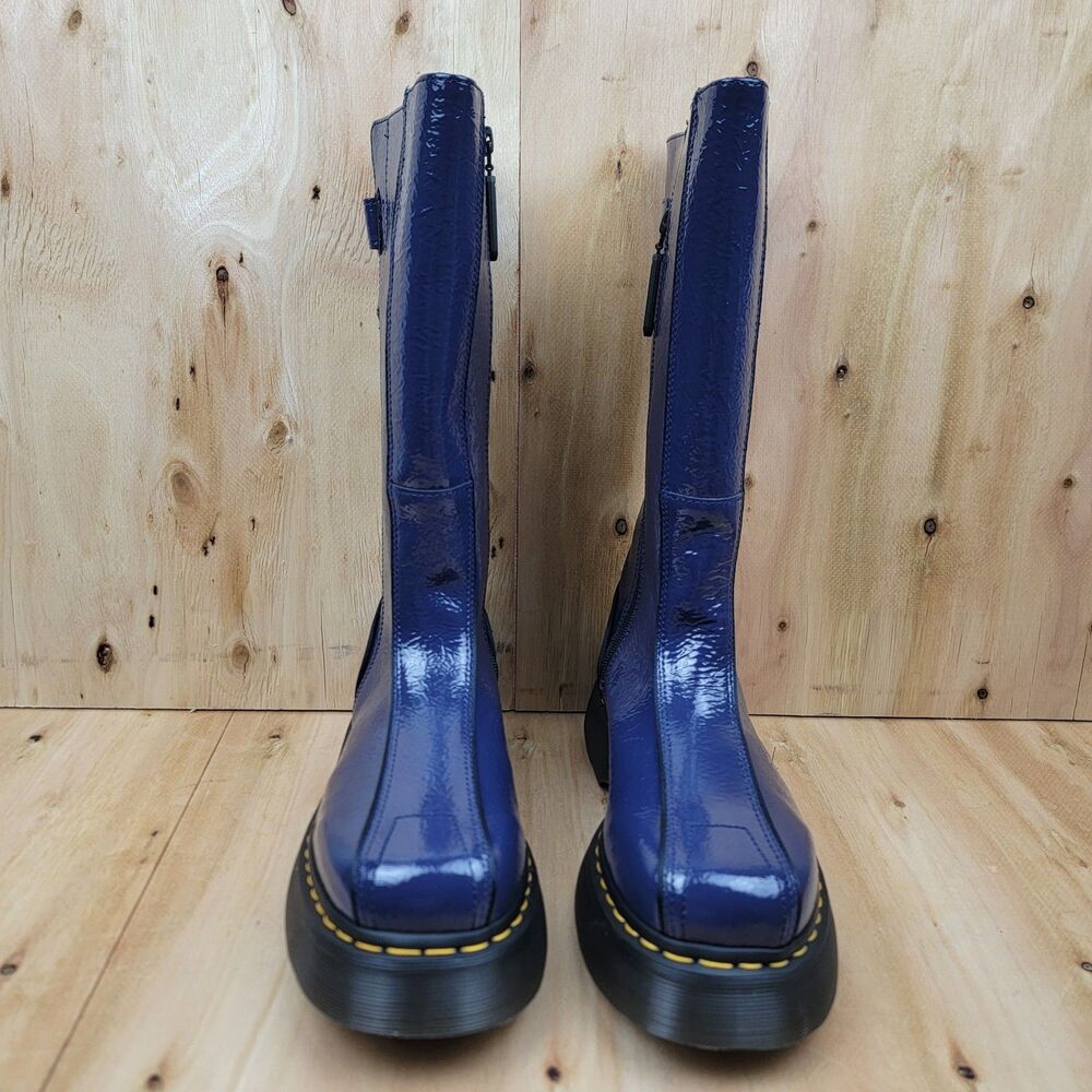 Dr. Martens BUZZ HI Tall Navy Blue Leather Riding Boots US Women's Size 8 - Picture 2 of 8